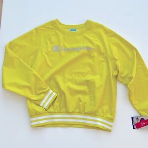 Champion Crewneck Logo Pocket Windshirt Jacket-NWT- Bright Yellow- Size LARGE